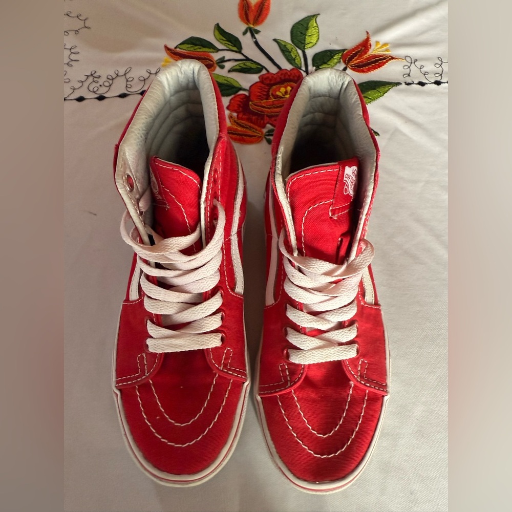 Vans Red and White Kids Sneakers